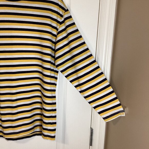 Women's Long Sleeved Striped T-Shirt Top Casual Size L Crew Neck Casual - Picture 2 of 3